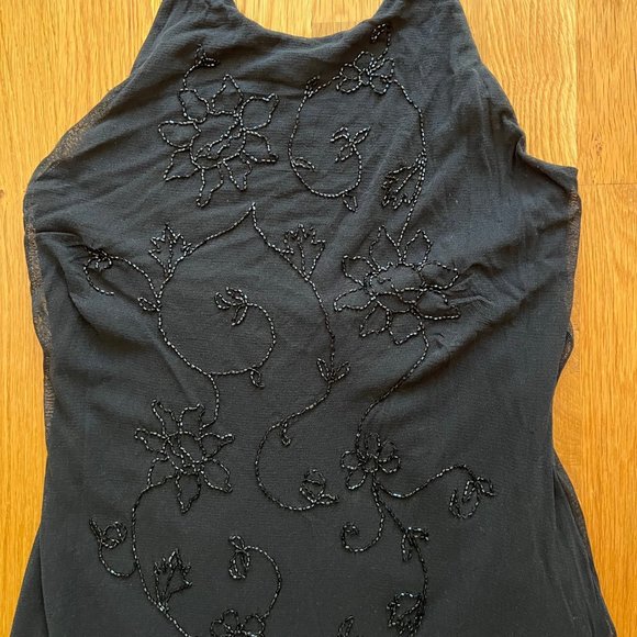 Laundry Mesh Beaded Halter Gown, Size M - Picture 6 of 11